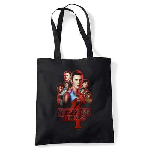 Stranger Things Season Four Poster Bolsa de viaje reutilizable para comestibles, Negra