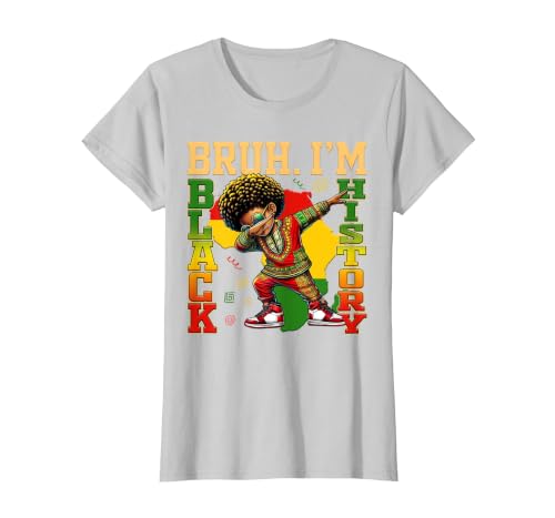 I Am Black History Dabbing Afro Men Boy Black History Month T-Shirt, Women, Silver Grey, XX-Large