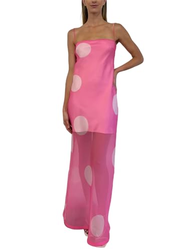 Image of Yuemengxuan Boho Maxi Dresses for Women Spaghetti Strap Flowy Smocked Long Dress Casual Summer Vacation Beach Maxi Dress
