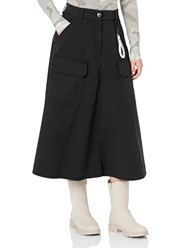 Love Moschino Canvas with Patch Pockets Gonna Midi con Tasche Applicate, Black, 42 da Donna