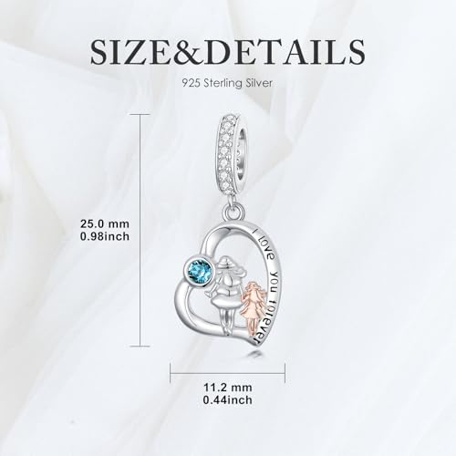 Image of PROESS Father Mother Daughter Charm fit Charms Bracelet Sterling Silver Charms for Bracelets Birthday Valentines Day Gifts for Daughter Mother Lover
