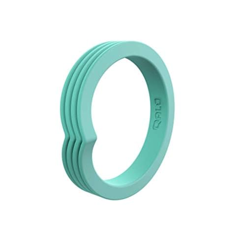 QALO Women's Rubber Silicone Ring, Stackable Peak, Wedding Ring for Women, Breathable, Durable Engagement Silicone Band, 5mm Wide 2mm Thick, Pacific Opal, Size 7