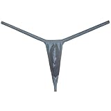 OROCOJUCO Men Border Mini Thong Drawing Pouch T-back Shiny Spandex Micro Bikini Underwear Silver M