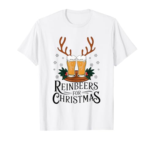 Reinbeers For Christmas Puns Funny Rindeer Beer Entusiasta Camiseta