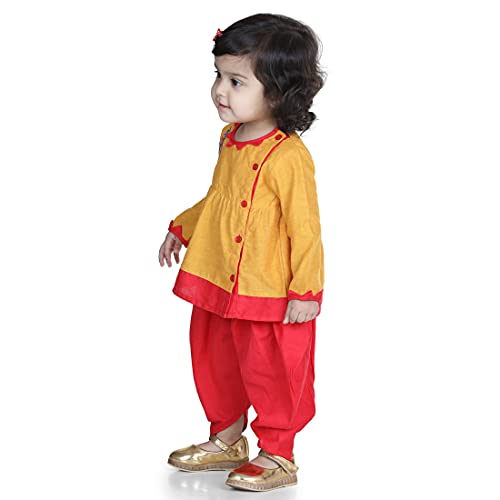 Image of BownBee Ethnic Wear Cotton Kurta Dhoti Traditional Dress Set for Baby Boys, Front Open Embroidered With Full Sleeves and V Neckline, Ideal for All Festivals
