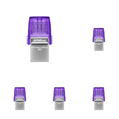 Image of Kingston DataTraveler microDuo 3C 256GB USB-C & USB-A Flash Drive | Speeds up to 200 MB /s | USB 3.2 Gen 1 | Duo Connector | DTDUO3CG3 /256GB (Pack of 5)