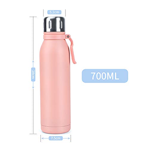 Botella deportiva de acero inoxidable de 700 ml, botella de agua para gimnasio con aislamiento de doble pared, termo con… - Imagen 7