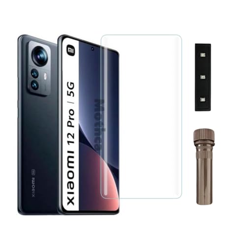 Image of Mothca Premium UV Tempered Glass Screen Protector For Xiaomi 12 Pro (Pack of 1) Full Adhesive UV Curved Screen Guard, Case Friendly with Installation Kit