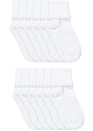 Jefferies Socks Girls Boys School Uniform Turn Cuff Cotton Socks 12 Pair Pack
