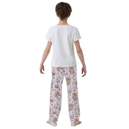 Happy Easter Gnome Florals Boys Long Pants Soft Trousers Elastic Waist Kids Lounge Bottoms with Pockets S-XL3