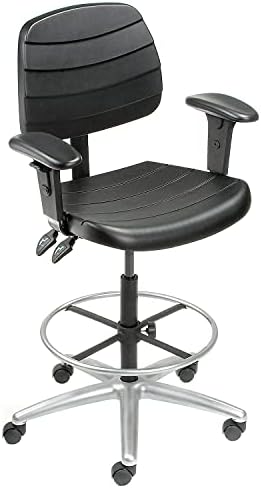 Miniatura 5 de Global Industrial Taburete de poliuretano ajustable de lujo de 6 vías con reposabrazos