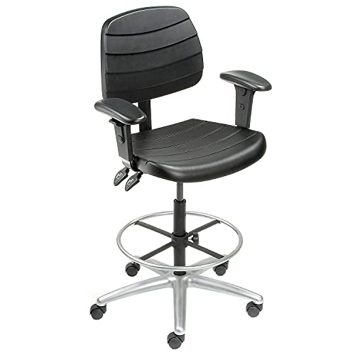 Global Industrial Deluxe 6 Way Adjustable Polyurethane Shop Stool with Armrests