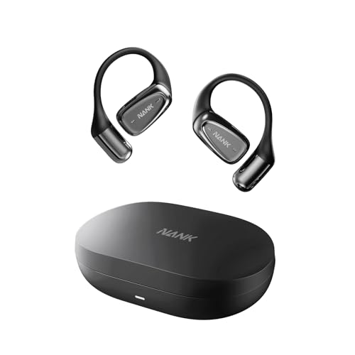 NANK OE Mix Auriculares desportivos sem fios Bluetooth 5.4 com ganchos para os ouvidos, auriculares desportivos de 24 horas com capa de carregamento para corrida, ciclismo, caminhada, treino