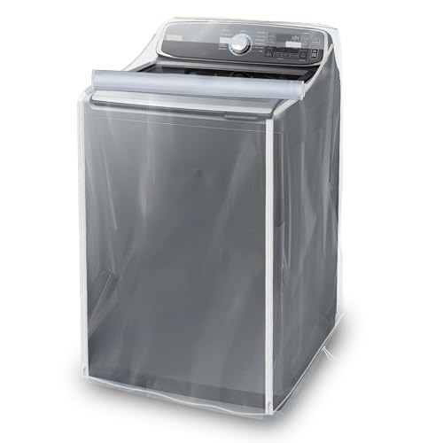 Washer and Dryer Covers - Washing Machine Cover for Top Load and Front Load - Waterproof and Dustproof with Smooth Zipper - 29 x 28 x 43 Inches (Transparent)
