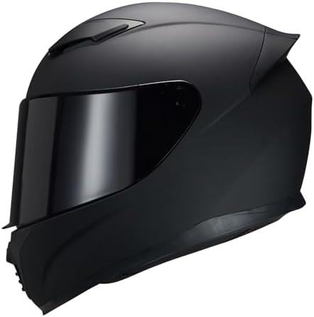 JQF Gear Full Face Helmet Black Motorcycle Motorbike Street Bike Racing Helmets for Adults WS-607 DOT Approved (with Black Visor, M)