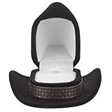 WOFASHPURET Creative Cowboy Hat Jewelry Box - Velvet Ring Box Earrings Holder Case Premium Vintage Ring Bearer for Wedding Ceremony Proposal Engagement