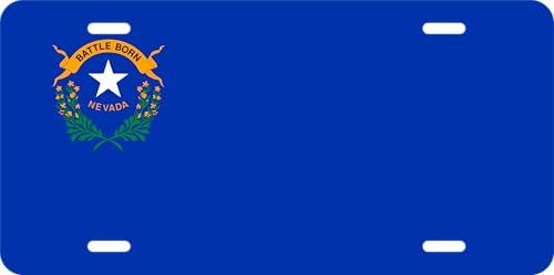 DMSE Nevada State Flag License Plate - 11.99''x5.99''- Premium Textured Finish Front Bumper Tag - Heavy-Duty Aluminum, UV-Resistant & Made in USA.