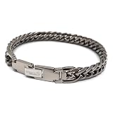 [silver KYASYA]純チタン製 軽い ダブル喜平チェーンブレスレット 喜平 6面カット チタン シルバー メンズ 男性 金属アレルギー対応(シルバー)