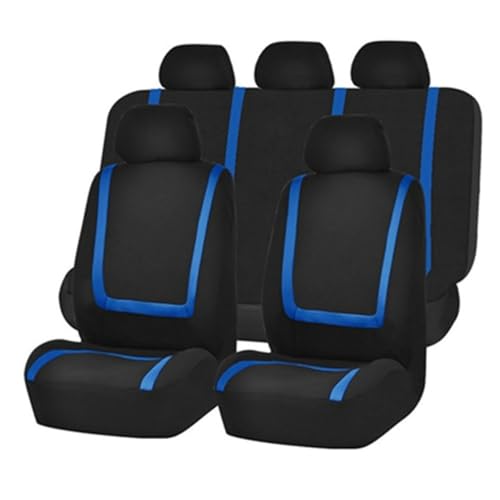 9pcs Car Seat Covers Set for Skoda Superb 2004-2018 5 Seats, Breathable Washable Car Seat Cushion Protectors Full Set Car Front Rear Accessories,Black_Blue/A