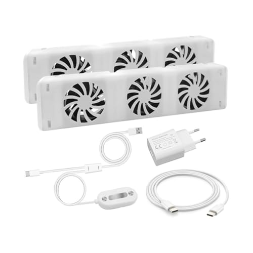 QH Booster Radiator Ventilator Duo Set voor Snellere Verwarming, Energiebesparende Ventilator met Magnetische Bevestiging, Thermostaatsensor en Stille Warmteverdeling voor Radiatoren en Convectoren