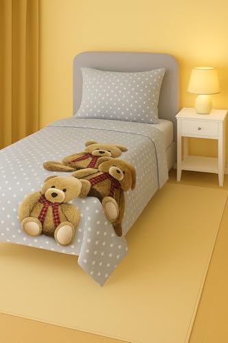 Completo Lenzuola Flanella Matrimoniale 3D – Stampa Digitale Alta Definizione – 4 Pezzi – Lenzuolo Sopra + Sotto con Angoli + 2 Federe – Morbido e Caldo – Diverse Fantasie (G-LG3D/4, Singolo)