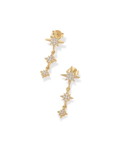PAVOI 14K Gold Plated Sterling Silver Posts Cubic Zirconia North Star Drop Dangle Earrings for Women | Celestial Gold Statement Earrings3