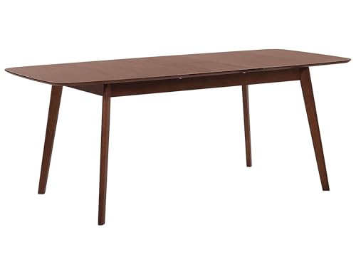 Facile da pulire Beliani Tavolo da pranzo cucina impiallacciato allungabile 120/150 x 75 cm Noce scuro
