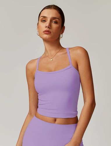 Image of QBGJTD Womens Longline Sports Bras Cross Back Active Gym Yoga Padded Workout Crop Tank Top with Built in Bra