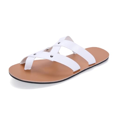 Men's Comfy Beach Slippers, Men Breathable Open Toe Cross Strap Slip-On Bunion Corrector Sandals, Clip-Toe Non-slip Comfortable Walking Flat Sandals, for Dad, Grandpa, Bunion Relief