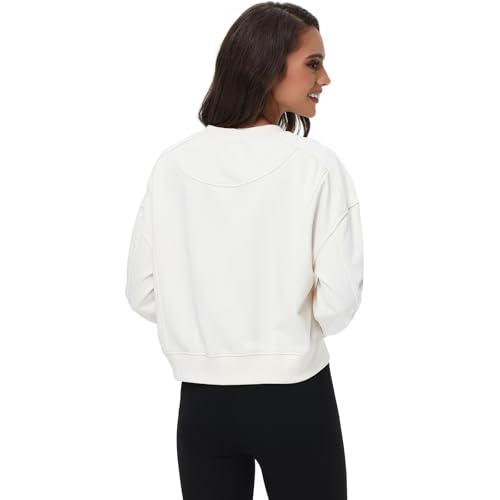 Image of Oymyakon Womens Oversized Cropped Sweatshirts Crew Neck Long Sleeve Pullover Sweater Fall Fashion Clothes