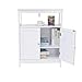 Iwell Bathroom Floor Cabinet, Bathroom Storage Cabinet with Double Door & Adjustable Shelf, Wooden Standing Cabinet for Bathroom Living Room, White
