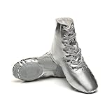 MSMAX Women Jazz Dance Shoes Dancing Ankle Boots for Men Silver 7 M US Women