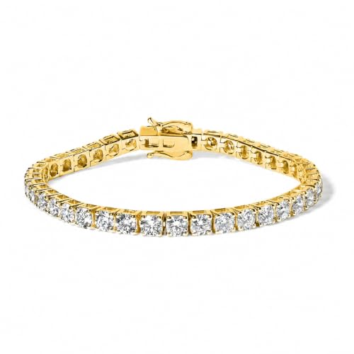 Haus of Brilliance 14K Yellow Gold 12.00 Cttw Lab-Grown Round Diamond Four-Prong Tennis Bracelet