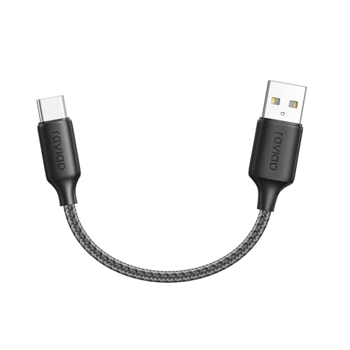 RAVIAD Câble USB C Court 15CM, Cable USB C Charge Rapide 3A Nylon Tressé Chargeur Type C pour iPhone 16/15/15 Pro/15 Pro Max, SamsungGalaxy S23/S22/S21/S10, Note 10, Huawei P40/P30, Google Pixel -Noir