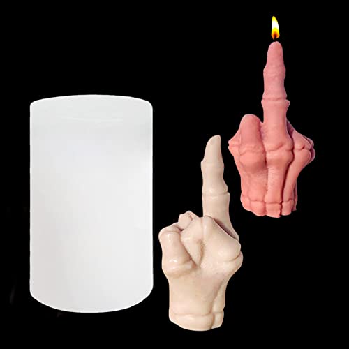 Topys 3D Skull Hand Shaped Silicone Mold, Gesture Candle Mold,Halloween Middle Finger Shaped Resin Casting Mould For Candle Making And Baking Making Soap Wax Cake Mousse Ice Cream #TOP8