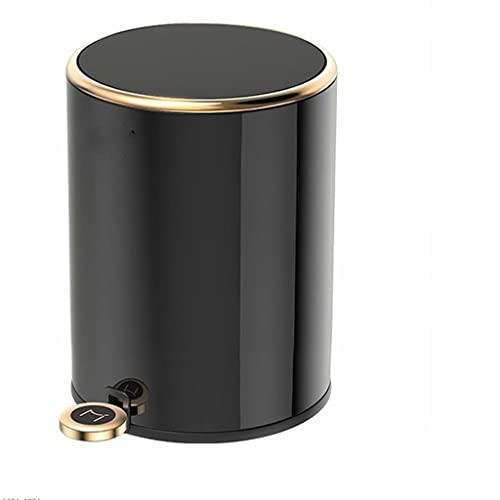 Caneca de basura metálica negra con tapa y cubo interior