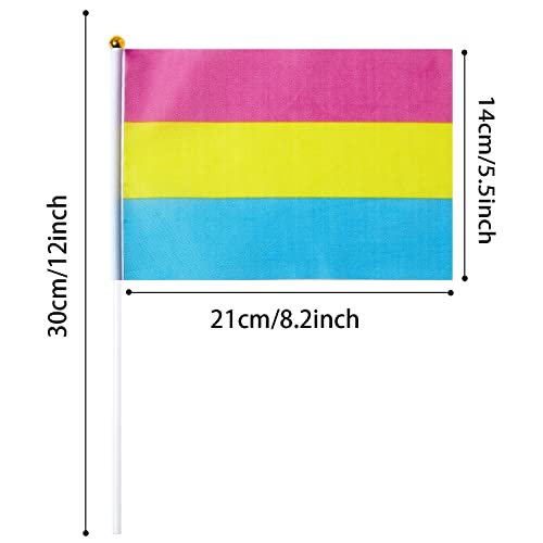 Image of GentleGirl 12 Pack Pansexual Pride Rainbow Flags Pansexual Pan Small Mini Hand Held Stick Flag Gay LGBT Festival Party Parades Decorations