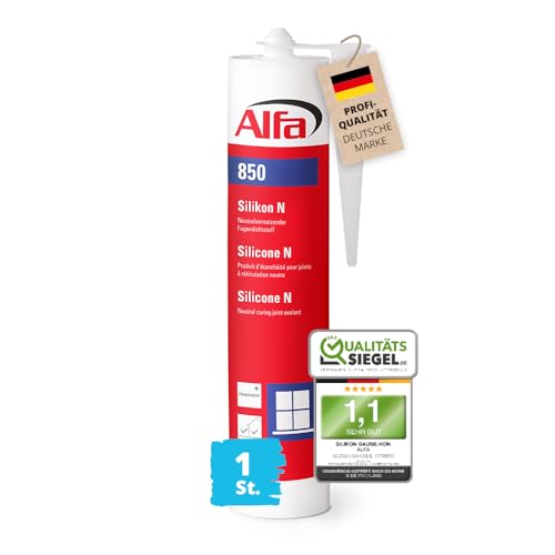 1x Alfa Silikon Transparent Bausilikon zum Kleben und Abdichten Fugendichtstoff UV- und witterungsbeständiger Qualitäts-Dichtstoff