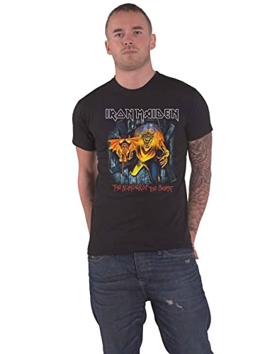 Iron Maiden T Shirt Number of The Beast Eddie Panel Burst Official Mens Black XX-Large