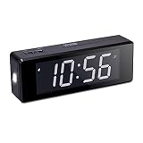 Timegyro Travel Alarm Clock Battery Operated, Small Desk Clock with Emergency Flashlight ,LED & LCD