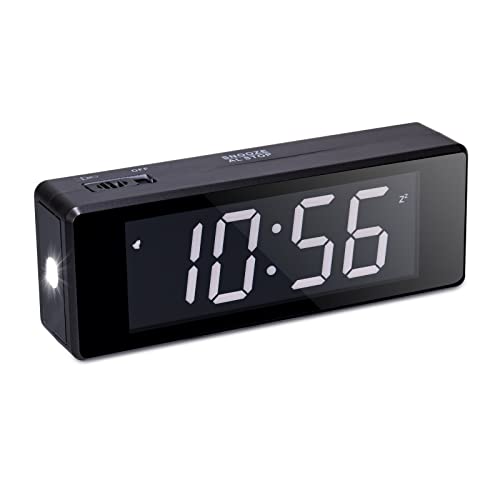 Timegyro Travel Alarm Clock Battery Operated, Small Desk Clock With Emergency Flashlight ,Led & Lcd Composite Display Brightness Adjustable Digital Clock Battery Powered For Bedroom , Camping (Gray) #TOP9