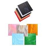 LAPYAPPE 10 Stück Buntglasplatten aus Mica und Glas 10cm für Glasmalerei Selbstgemacht und Kirchenglasscheiben mit Reflektierendem Licht und Dekorativer Wirkung Zufällige Zufällige Farbe