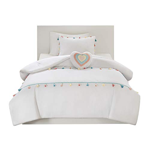 Mi Zone Kids Tessa Cozy Comforter Set, Colorful Fun Design All Season Children Bedding Girls Bedroom Décor, Twin, White With Colorful Tassel 3 Piece #TOP7