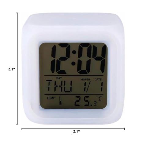 GARASANI Child Clock Digital Alarm Clocks 7 Colors Changing Digital Alarm Clock LED Change LCD
