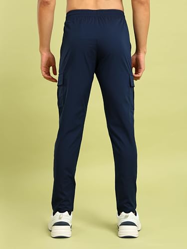 Image of TECHNOSPORT Men's Regular Fit Mid Rise Polyester Solid Cargos for Activewear, Regular Use and Quick Dry