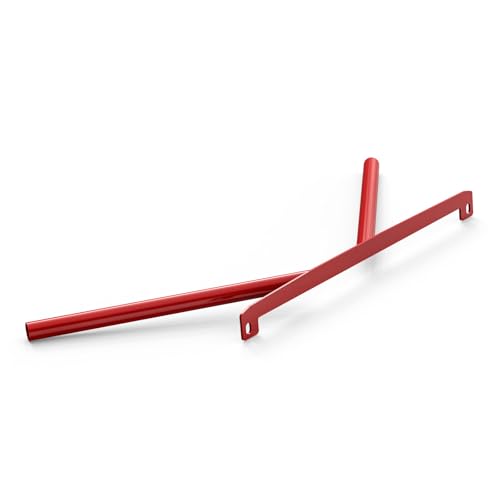 Image of Bevinsee Front Grille V Cover Braces Kidney Struts Rods Tuning Bar Compatible with BMW E46 323i 325i 328i 330i 1999-2006, High-Strength Steel, Red