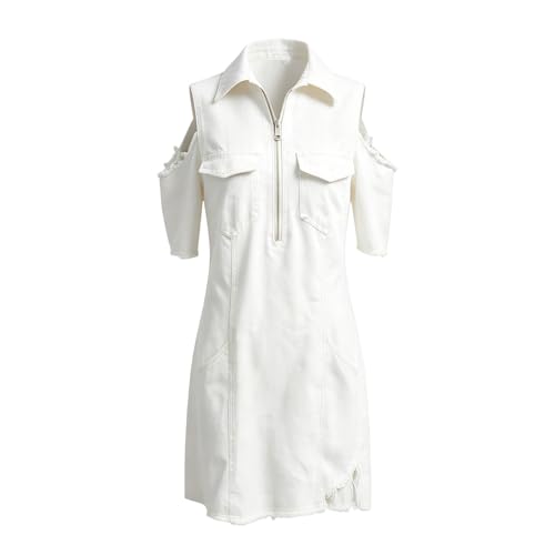 Robe courte décontractée d'été ample avec fermeture éclair devant