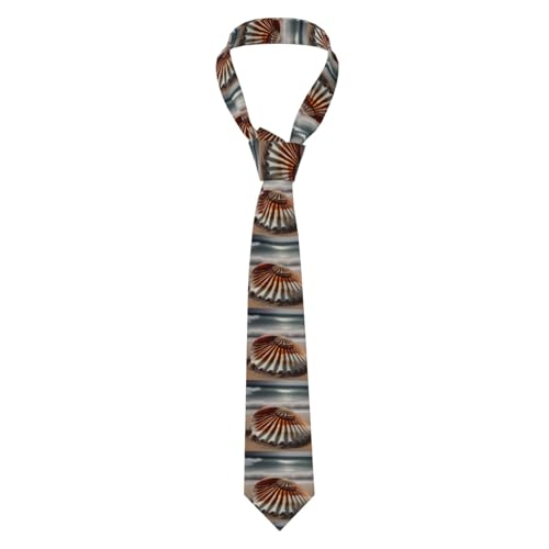 DLXW Beach Sea Shell Sand Pattern Men's Necktie - Silk Tie for Men, Fashion for Business, Weddings, Parties, and as a Gift (57X3.1 Inch, Easy Care)