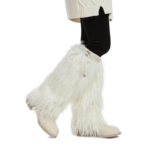 Image of Fur Leg Warmers Furry Faux Fur Winter Leggings Boot Cuffs Toppers for Women