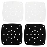 Angoily Alfombrillas para Freidora de Aire 166 CM Cuadradas Esquinas Redondeadas Tapetes Antiadherentes de Silicona Resistentes al Calor Reutilizables Kit de 4 Piezas Negro y
